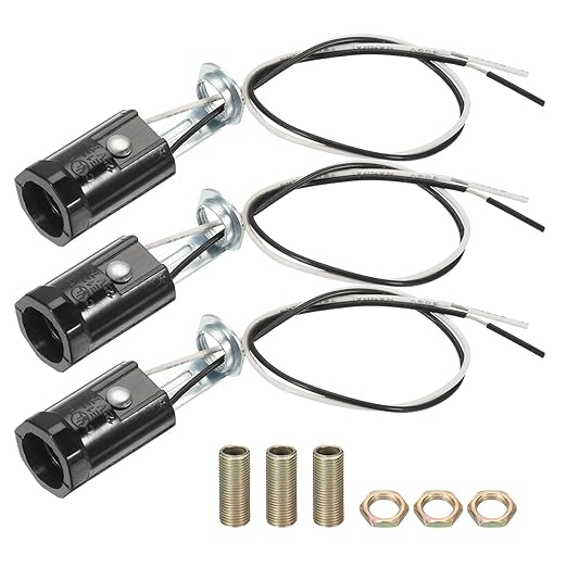 PATIKIL Candelabra Base Lamp Holder Light Socket, 3pcs UL Listed Keyless E12 Bulb Socket with 9.8" Wire Leads for E12 Incandescent LED Light Bulbs, 2.1" Tall