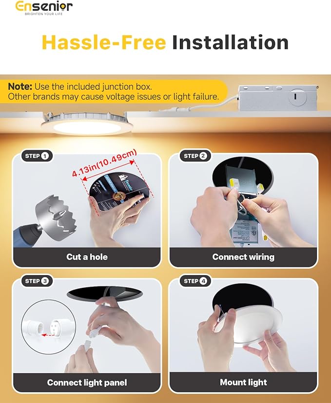 Ensenior 16 Pack 4 Inch LED Recessed Ceiling Light, Dimmable, 2700K-5000K 5CCT, 750LM 9W 120V, High Brightness Canless Wafer Downlight - ETL&FCC&IC