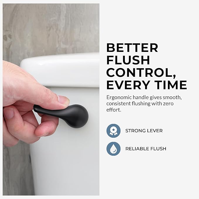 Qualihome Black Toilet Handle - Front Mount Matte Black Toilet Flush Handle Lever Replacement - Universal Fit - Durable Design - Easy Installation - Ideal for Most Front Mount Toilets