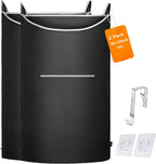 XL Hanging Laundry Hamper, 2PC-Black, Over Door/Wall Mount, Large Capacity, Modern Design, Durable, Waterproof