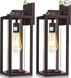 Oil Rubbed Bronze Dusk to Dawn Outdoor Wall Light Fixtures - 2 Packs Exterior Waterproof Outdoor Lighting, Farmhouse Porch Sconces Wall Mounted Lighting, Anti-rust Outside Lantern for Front Door