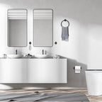 4-Piece Matte Black Bathroom Hardware Accessories Set,Black Towel Ring Set Toilet Paper Holder,Robe Hooks,Stainless Steel Wall Mounted Rustproof Modern Bathroom Set