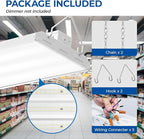 CINOTON 4FT 210W LED Shop Light with 28350LM,0-10V Dimmable Linear High Bay Lighting with 5000K,120-277V 135LM/W Commercial Hanging Lights for Garage Office Warehouse Workshop Factory UL Listed 2Pack