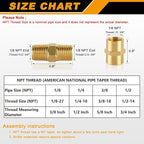 KOOTANS 12pcs Brass Pipe Fitting, NPT Hex Nipple, Coupling, 1/8" x 1/8" NPT Male Pipe, 1/8" x 1/8" NPT Female Pipe Fittings Set (6 Nipple & 6 Coupling)