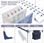 APEXCHASER Clothes Drying Rack, Foldable Gullwing Laundry Rack for Indoor Outdoor, 10pcs Clips with Bag, Collapsible Space-Saving Drying Rack for Clothes Towels Dolls, White