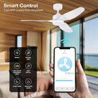 48 Inch Smart Ceiling Fans with Lights Remote Control,Dimmable LED Light,Outdoor Indoor Modern Ceiling Fan,Quiet DC Motor,WIFI Alexa App Workable,Matte White for Bedroom Living Room Patio