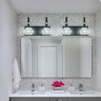 Modern Glass Crystal Bathroom Vanity Light Indoor Wall Lamp Black Vintage Wall Sconces 2-Lights Vanity Lighting Wall Mounted Sconce Wall Lighting