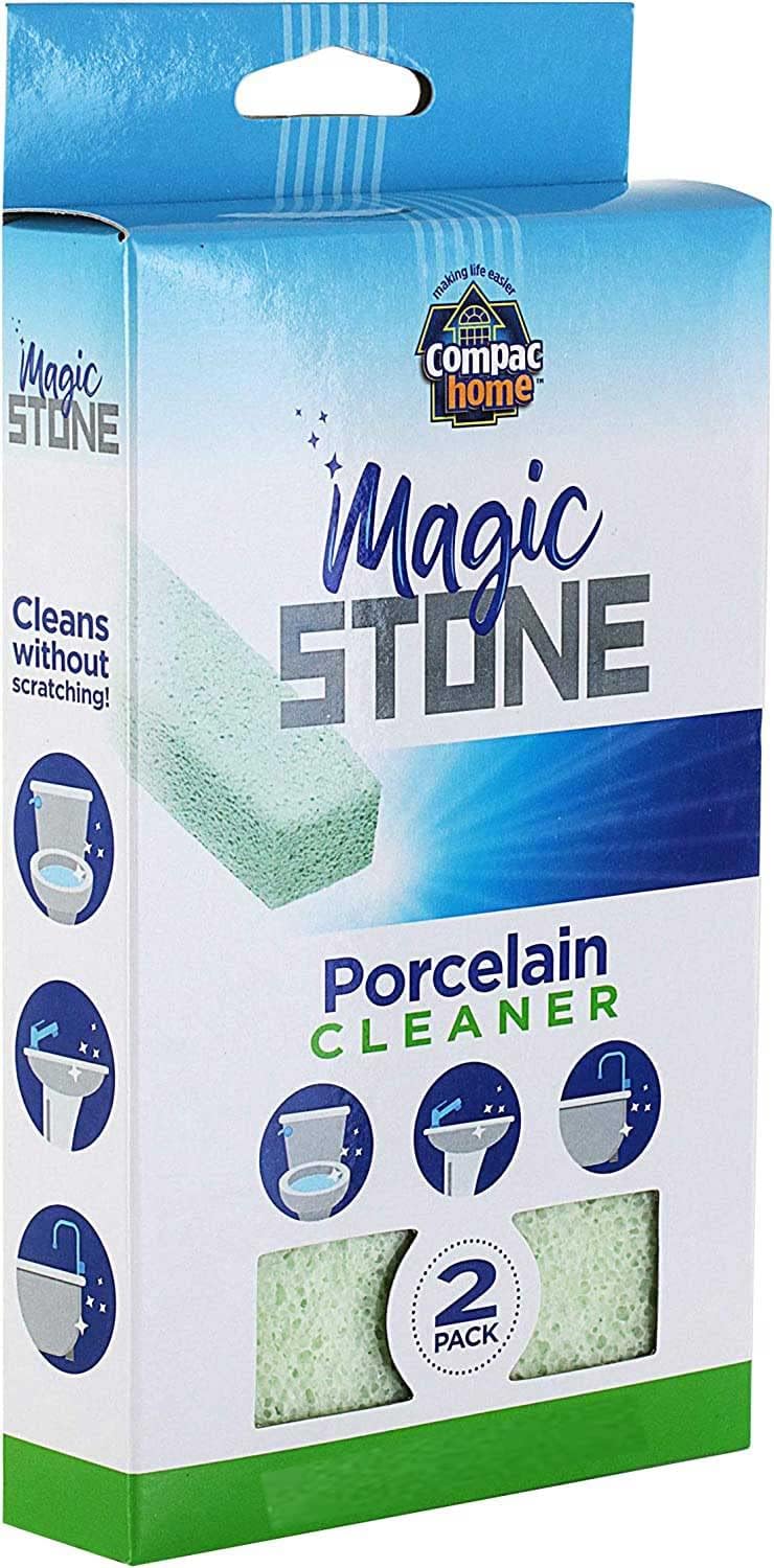 COMPAC HOME Magic-Stone Porcelain Cleaner, Green Product, Made from Recycled Glass, Scouring Stick Toilet Cleaner, Removes Stubborn Lime Stains from Porcelain or Bathroom Fixtures, 4 Count