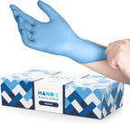 Hand-E Touch Blue Nitrile Disposable Gloves - Latex Free Medical Exam Gloves, Powder Free, Food Safe, Cooking