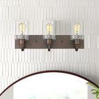Emliviar Bathroom Vanity Light Fixtures - 3-Light Farmhouse Wall Light for Bathroom, Oil Rubbed Bronze Finish with Clear Glass, YCE237B-3W ORB