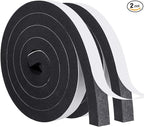 MAGZO Weather Stripping Door Seal, 1 Inch Wide X 3/4 Inch Thick Adhesive Foam Tape Soundproof Weatherstripping for Windows, 2 Rolls Total 13FT Black