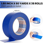 ADHES Upgrade Blue Painters Tape, Masking Tape for Painting 36 Rolls x 1.88 Inch x 60 Yards, Blue Paint Tape No Residue Outdoor Anti UV Multi Surface Use, Total 2160 Yards