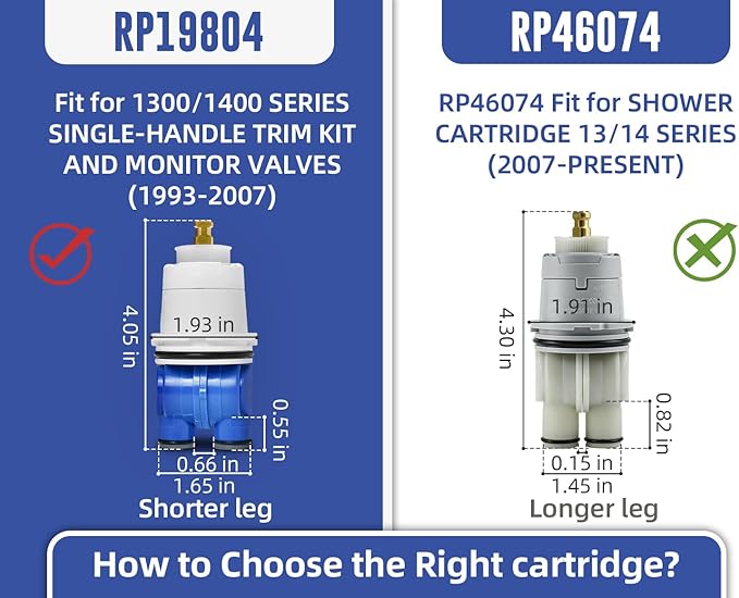 RP19804 Shower Cartridge Compatible with Delta 1300/1400 Series Single Handle Tub Bathtub Shower Faucet Replacement for Delta Monitor Cartridge Repair Plumbing Parts, RP22734 Bonnet Nut (1993-2007)