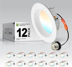 ASD 4 Inch Retrofit LED Recessed Lighting | Metal Trim White 10W 849LM 120V 2700K-5000K Adjustable Ceiling Downlights | Triac Dimmable Wet Rated Room Can Lights, ETL Energy Star, 12 Pack