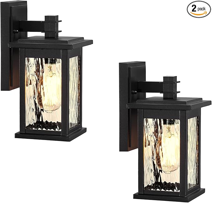 Outdoor Sconce Lights Black Aluminum Outside Light Fixtures for House Waterproof Outdoor Porch Light 2-Pack E26 Socket