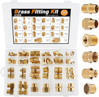 KOOTANS 66pcs Brass Pipe Fittings Assortment NPT Adapter Fitting, Reducer Bushing, Hex Nipple, Reducing Hex Coupling, Pipe Head Brass Plug Kit