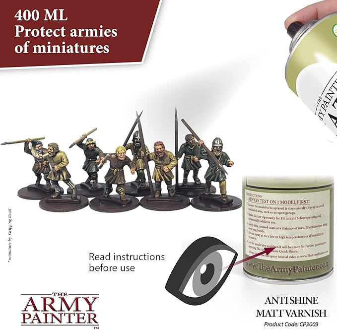 The Army Painter Anti Shine Matt Varnish for Miniature Painting - Acrylic after Quickshade Protector Spray Varnish for Miniatures, 400ml