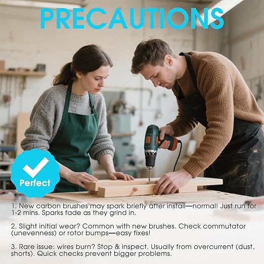 60 Pcs Electric Motor Carbon Brushes Set, 10 Assorted Sizes Graphite & Copper Replacement Parts for Power Tools, Drills, Saws, Grinders, Motors