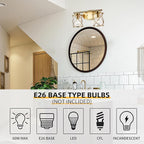 Mavcadonf Modern Vanity Lights with Cage Shade, 2 Lights Over Mirror, Brushed Gold Vanity Light for Bathroom, Kitchen, Bedroom