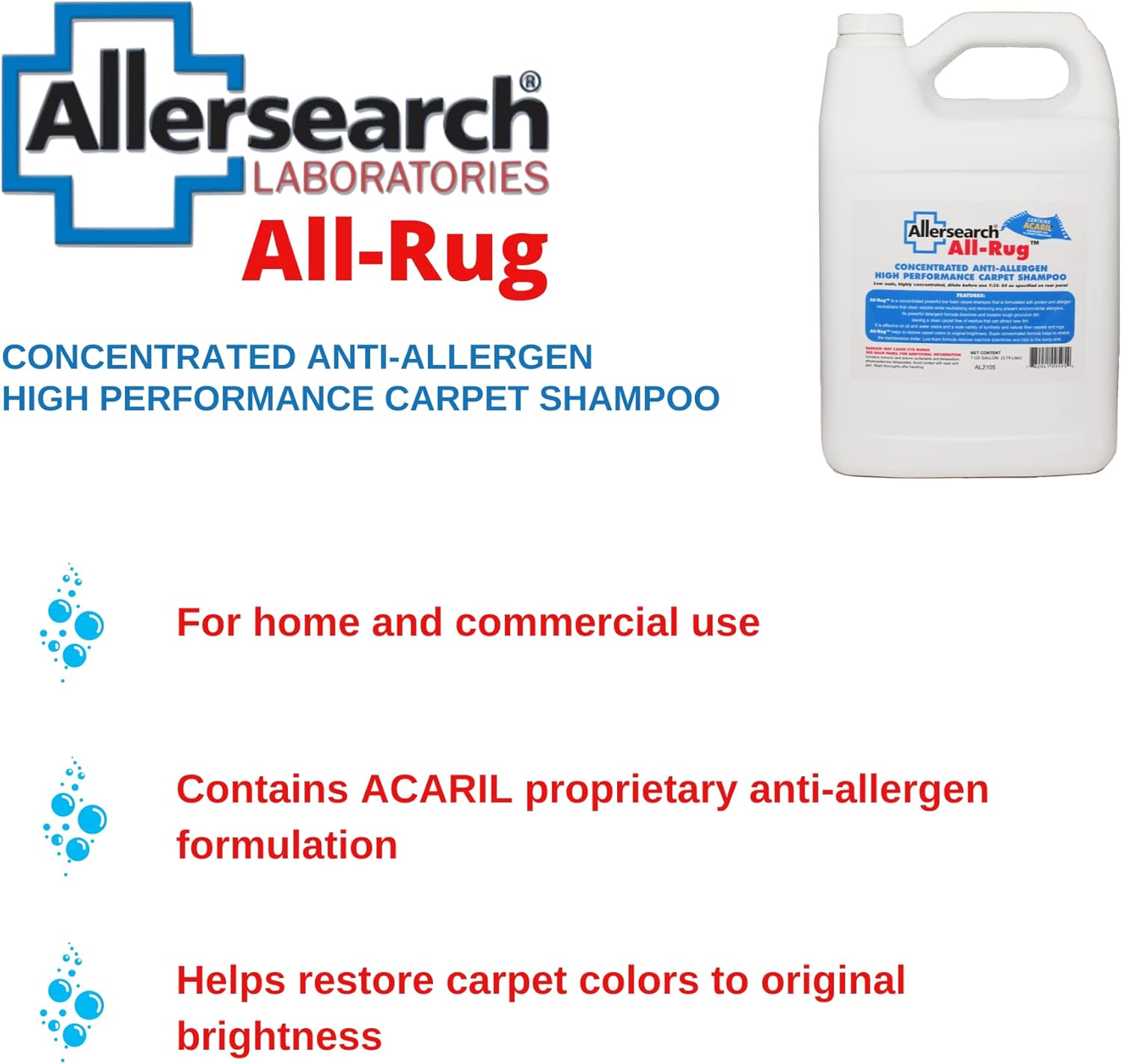 Allersearch All-Rug Anti-Allergen Concentrated Carpet Shampoo 1 Gallon (128 Oz)