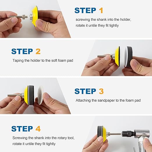 S SATC 2 Inch Hook and Loop Sanding Pad for Sanding Disc with 1/4 Inches Drill Sanding Attachment and Foam Sanding Pads for Polish Wood Metal Glass