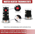 EWH-00C Electric Water Heater Thermostats, Include Upper and Lower Element Thermosatat, Terminal Protective Covers, Therm-O-Disc(TOD) style, Interchangeable with APCOM Style, Water Heater Repair Parts