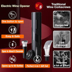 Electric Wine Opener 4-in-1 Gift Set, Vacuum Wine Stopper, Wine Pourer, Foil Cutter, Corkscrew, Battery Operated, Wine Cap, Wine Aerator, Easy Wine Cork Removal to Storage(SGS)