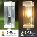 Solar Pathway Lights 8 Pack Solar Outdoor Lights with LED Tungsten Filament Bulb Waterproof Stainless Steel Garden Lighting for Outside Driveway Landscape Lawn Path Christmas (White)