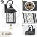 Porch Lights Outdoor 21 Inch Large Outdoor Wall Lights with Clear Water Ripple Glass Aluminum Waterproof and E26 Socket