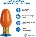 OHLECTRIC Halloween Light Bulbs (24 Pack –Orange), 7 Watt Mini Bulbs – E12 Candelabra Base, Non-Dimmable, 120 Volts – C7 Night Light Lamp Replacement Bulb for Salt Lamps, Window Candles, Holiday Decor