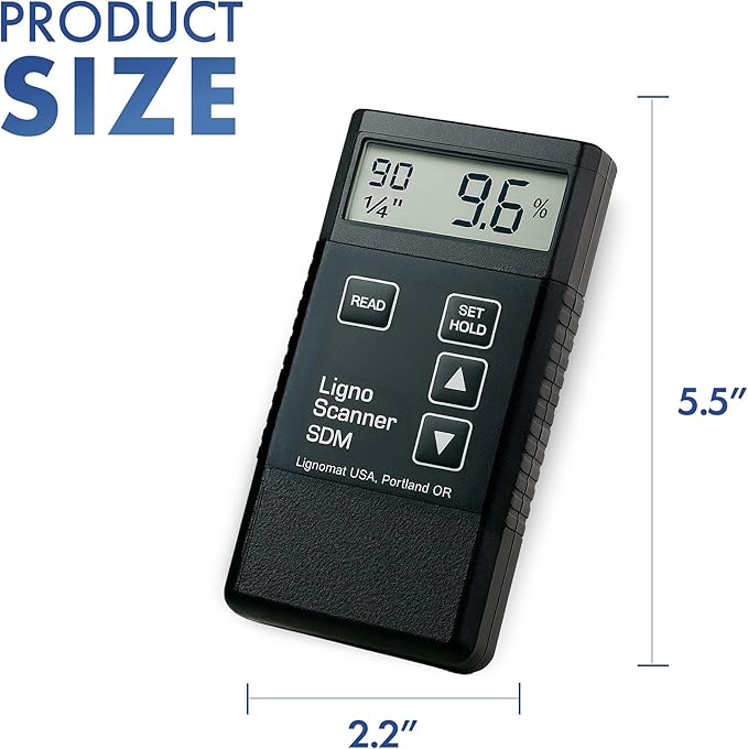 Ligno Scanner SDM Pinless Moisture Meter - Wood Moisture Meter for Hard & Soft Woods, Bamboos, Drywall & Concrete - Dual-Depth Humidity Tester & Detector for Flooring Inspectors & Flooring Installers