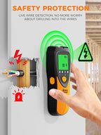 Mecurate Stud Finder Wall Scanner Sensor - 5 in 1 Electronic Stud with LCD Display & Audio Alarm for Wood AC Live Wire Metal Studs Detection Joist Pipe