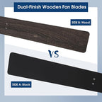 52 Inch Ceiling Fans with Lights and Remote/APP Control, Modern Ceiling Fan for Bedroom Living Room Patio Porch Indoor Outdoor, 6 Speeds, Reversible Quiet Motor, 8 Wood Blades, Black