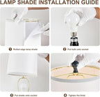 Terpsichore Lamps Set of 2 Modern Farmhouse Table Lamp Bedside Reading Lights Living Room End Lamps Bedroom Night Light,High 22.5 Inch,Navy Blue,with Fabric Lamp Shade,Bulb Not Included