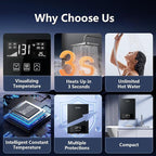 Electric Tankless Water Heater SIVUATEK 18kW, 240V - On-Demand Hot Water for Whole House - ETL Certified, Self Modulating - Compact Design for Easy Installation - for 3 Point of Use Hot Water