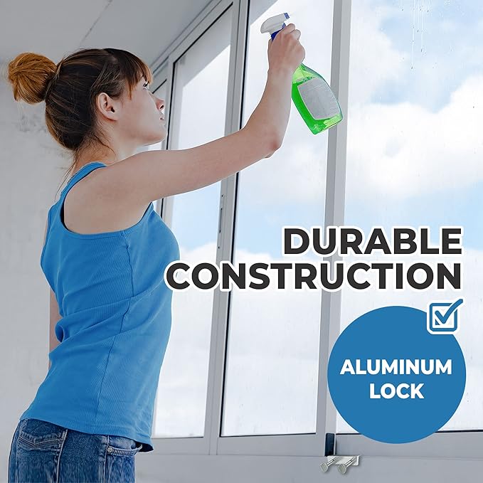 Window Locks, 15 Pack for Vertical and Horizontal Windows, Sliding Locks, Adjustable Aluminum Stoppers, Window Security, No-Drill Install, Fits Tracks up to 3/16" Wide