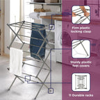 BLACK+DECKER 3 Tier Expandable Collapsing Foldable Laundry Rack for Air Drying Clothing, Space Saving Heavy Duty Lightweight Metal Drying Rack(Silver)