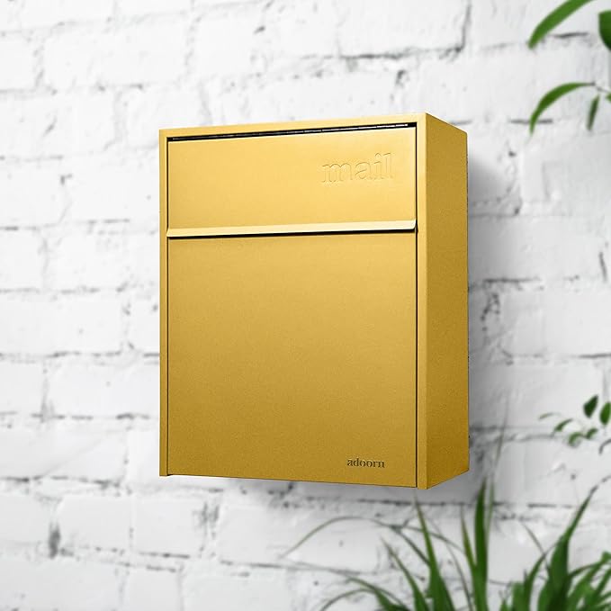 Wall Mount Mailbox - Large, Anti-Theft Locking Mailbox, Weatherproof Mailboxes for Outside The House, 18.5" H x 15" L x 7.5" D (Curb Yellow)