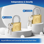 HOX Solid Brass Keyed Different Padlock with 1-9/16-Inch Wide Body, Brass Cylinder - for Hasp Latch, Sheds, Fences, Storage Locker, 6-Pack