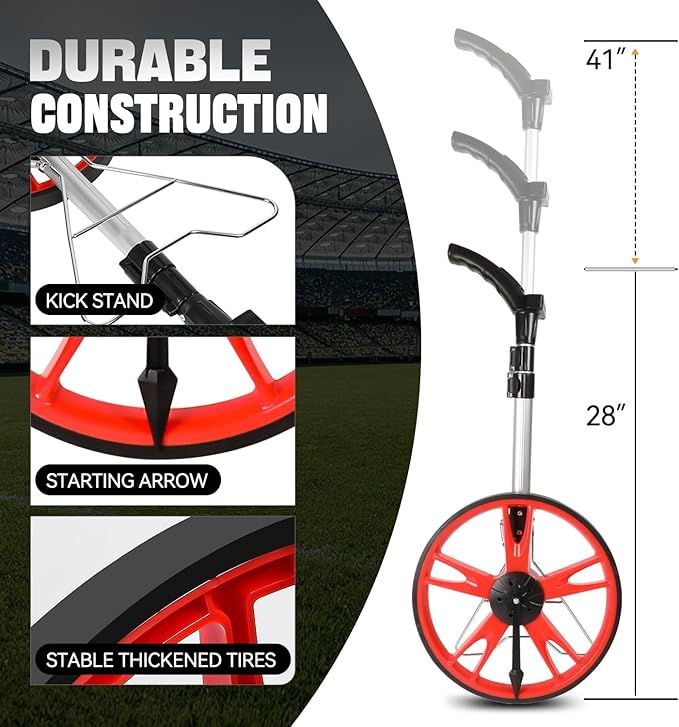 Auto Dynasty Measuring Wheel Digital Display, 3-Sections Foldable Telescoping LED Distance Measuring Digital Wheel with Backpack, High Precision Distance Measuring Wheel in Feet and Inches