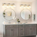 Aipsun Brushed Nickel Vanity Light Bathroom Lighting Fixtures 3 Light Crystal Modern Bathroom Vanity Light (Exclude Bulb)