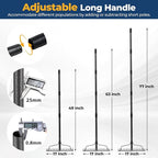 49“-77” Adjustable Rake, 17" Extra Wide Double-Sided Lightweight Head Garden Rake | Lightweight & Unbreakable | Level Soil, Remove Leaves, Spread Mulch Fast, Leaf Cleanup, Landscaping, Yard Cleanup