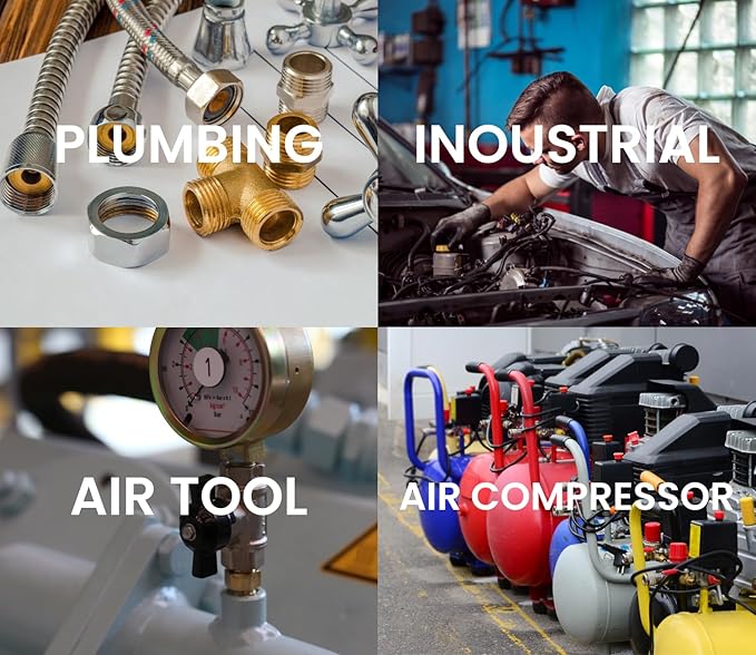 1/2 Inch NPT Male x 3/8 Inch NPT Female Brass Pipe Fitting, Hex Bushing, Reducer Adapter, Thread 0.75" OD to 0.625" ID, (10 Piece)