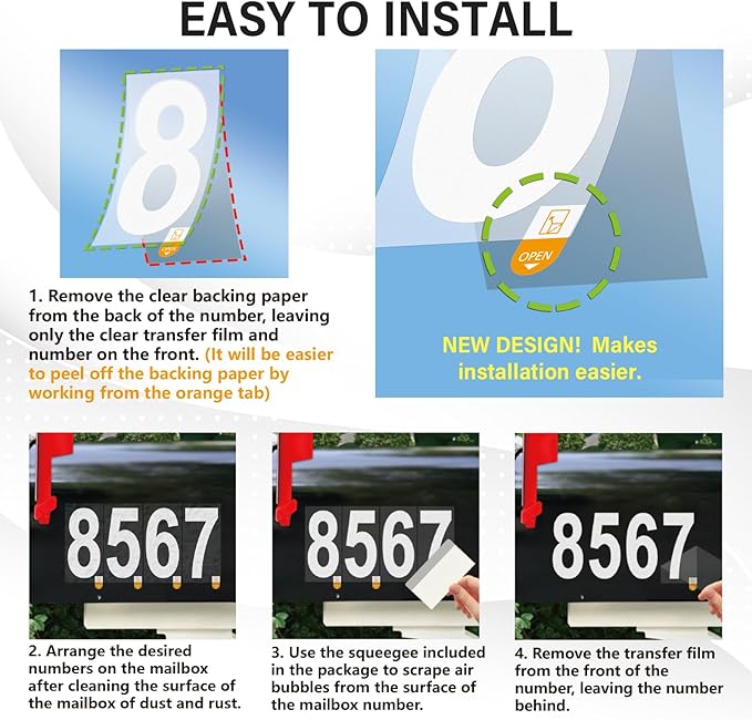 Mailbox Numbers Sticker - Reflective, Self Adhesive Numbers for Outside, Durable & Easy to Apply (White, 3 Inch)