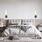 Black Wall Sconces Set of Two,Knurled Texture Modern Wall Sconce,Tube Clear Glass Matte Black Vanity Light,Industrial Bathroom Sconces Wall Lighting,Wall Lights for Bedroom,Living Room,Hallway