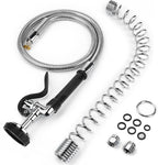 Spray Valve with 38" Flexible Stainless Steel Hose & Pre-Rinse Overhead Spring, Commercial Faucet Flexible Hose with Spray Head Replacement Kit for Commercial Restaurant Industrial Kitchen Sink Faucet