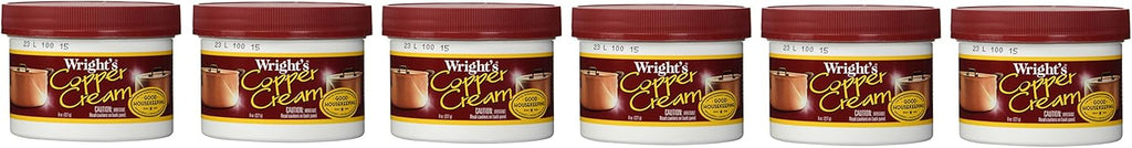 Wright's Copper and Brass Cream Cleaner - 6 Pack - 8 Ounce - Gently Cleans and Removes Tarnish Without Scratching