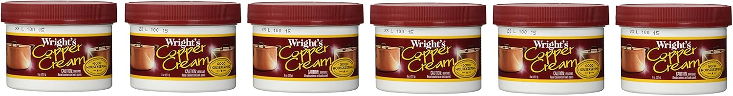 Wright's Copper and Brass Cream Cleaner - 6 Pack - 8 Ounce - Gently Cleans and Removes Tarnish Without Scratching