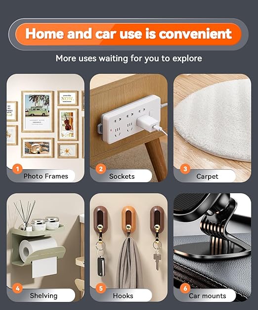 Strong Heavy Duty Double Sided Tape, 1.2" x 20FT Extra Large Clear & Tough Removable Nano Adhesive Tape for Wall Hanging Strip Poster Deco Rug (1/12" Thick)