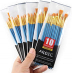 60 Pcs Acrylic Paint Brush Set, Oil & Watercolor - Professional Artist Brushes with Wooden Handle Nylon Hair Brushes - Bulk Art Supplies for Adults, Kids & Beginners